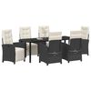 vidaXL Garten Essgruppe mit Kissen 7 pcs Schwarz Poly-Rattan