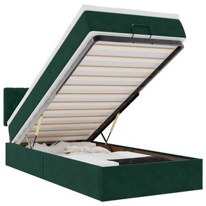 vidaXL Ottoman-Bett mit Matratze Dunkelgr&uuml;n 100x200 cm Samt