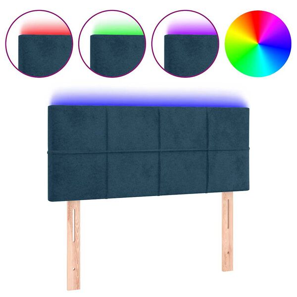 vidaXL LED Kopfteil Dunkelblau 80x5x78/88 cm Samt