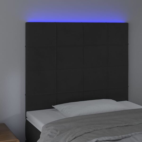 vidaXL LED Kopfteil Schwarz 90x5x118/128 cm Samt