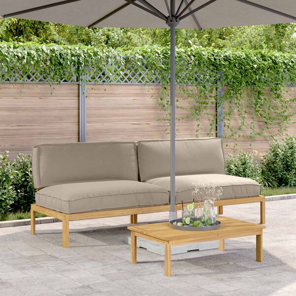 vidaXL Sofa Set mit Kissen Taupe 240 x 80 x 69 cm Massivholz Akazie