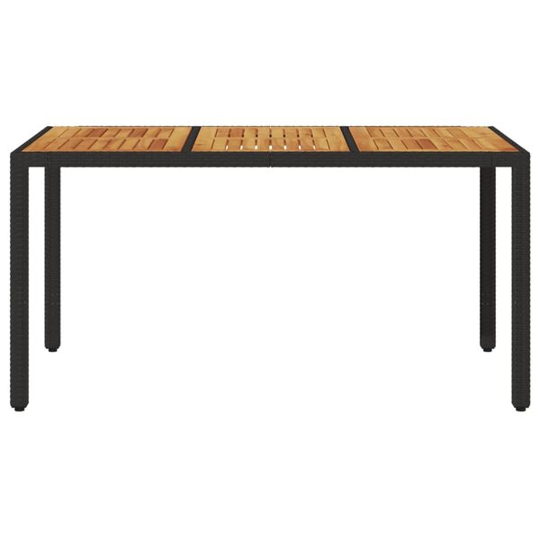 vidaXL Gartentisch mit Akazienholz-Platte Schwarz Poly Rattan