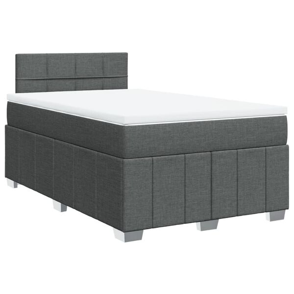 vidaXL Boxspringbett mit Matratze Dunkelgrau 120x190 cm Stoff