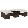 vidaXL 11-tlg. Garten-Sofagarnitur mit Kissen Braun Poly Rattan