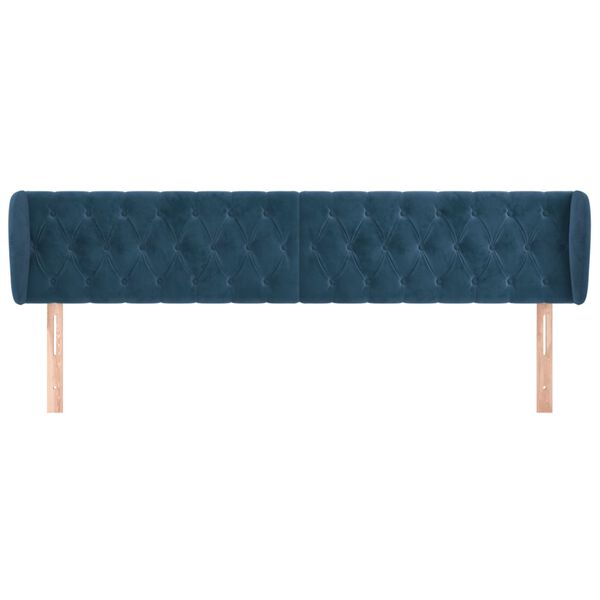 vidaXL Kopfteil mit Ohren Dunkelblau 183x23x78/88 cm Samt