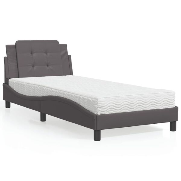 vidaXL Bettgestell ohne Matratze "Zadar" Grau 90x200 cm Kunstleder
