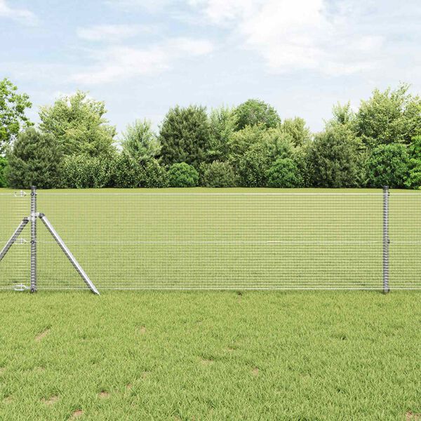 vidaXL Geschwei&szlig;ter Drahtzaun Silber 0,5 x 100 m