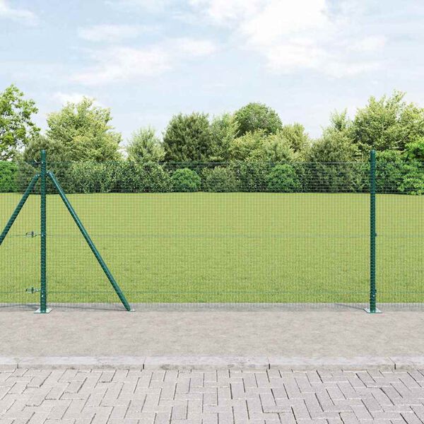 vidaXL Zaunpfosten Gr&uuml;n 50 x 0,8 m (19 x 19 mm Maschen) Stahl und PVC