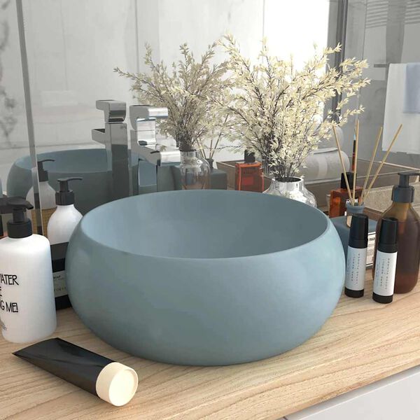 vidaXL Luxuri&ouml;ses Waschbecken Rund Matt Hellblau 40x15 cm Keramik