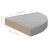 vidaXL Eck-Schweberegal Betongrau 35x35x3,8 cm MDF