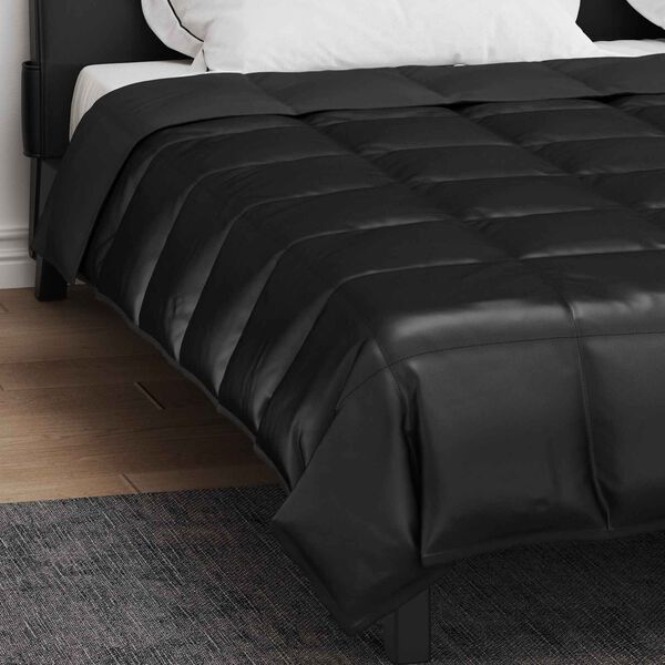 vidaXL Sommerdecke Schwarz 240 x 200 cm Satin und Mikrofaser