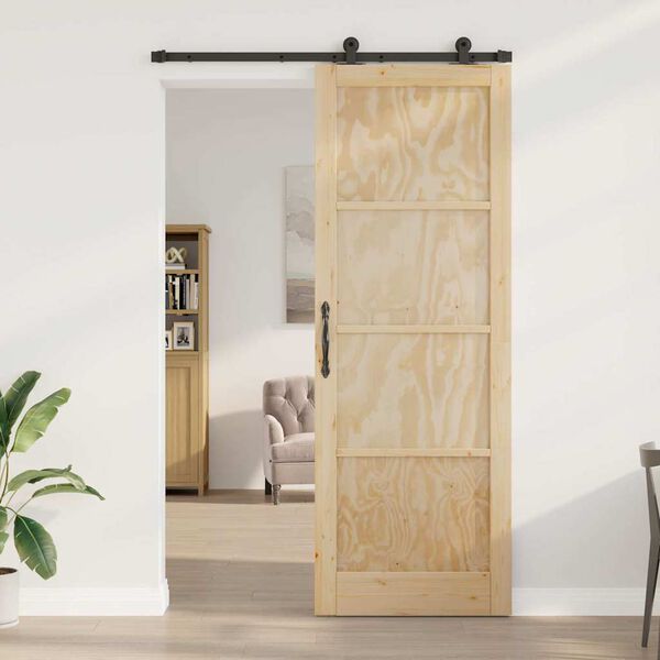vidaXL Schiebet&uuml;r ORKDAL Braun 83 x 232 cm Massives Kiefernholz