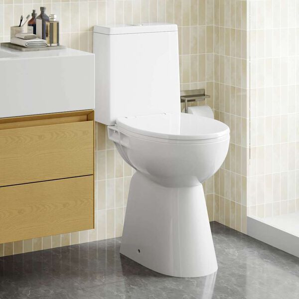 vidaXL Randloses WC 7 cm Extra H&ouml;he Soft-Close Keramik Wei&szlig;