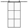 vidaXL Schiebet&uuml;r mit Beschlag Schwarz 102x205 cm ESG-Glas
