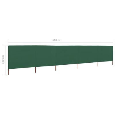 vidaXL 5-teiliges Windschutzgewebe 600 x 160 cm Grün