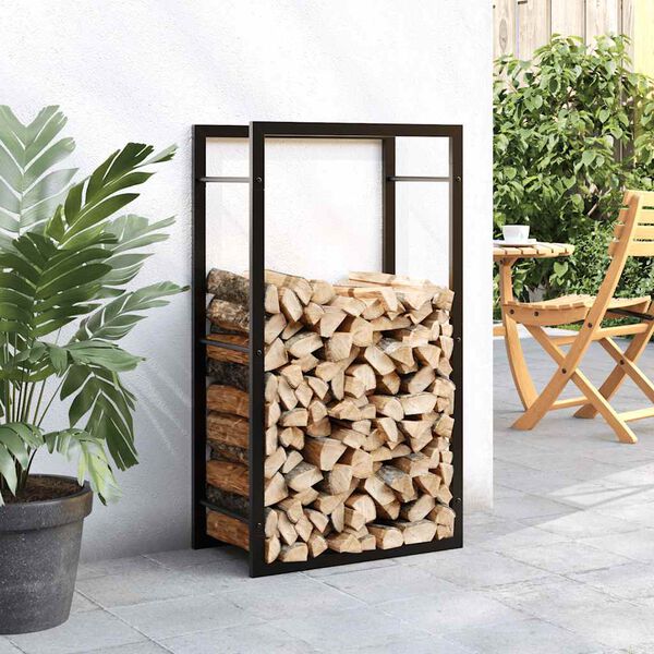 vidaXL Brennholzregal Mattschwarz 50x28x94 cm Stahl