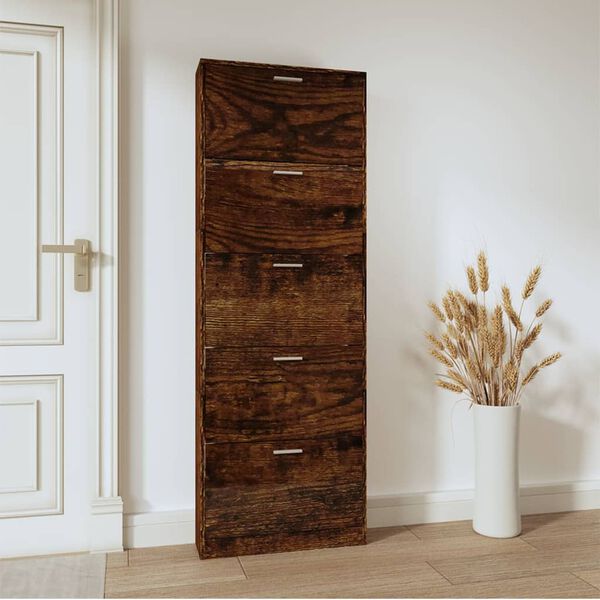 vidaXL Schuhschrank R&auml;uchereiche 59x17x169 cm Holzwerkstoff