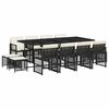vidaXL 13-tlg. Garten-Essgruppe mit Kissen Schwarz Poly Rattan