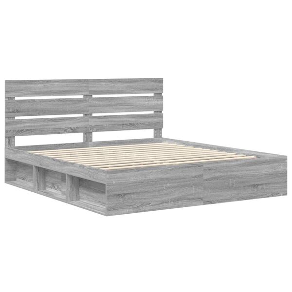 vidaXL Bettrahmen Graues Sonoma 200 x 200 cm Massives Kiefernholz