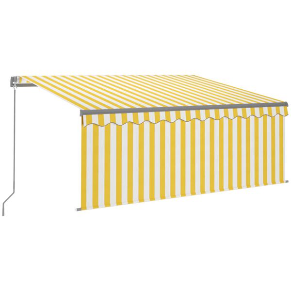 vidaXL Markise Manuell Einziehbar mit Rollo 3,5x2,5 m Gelb & Wei&szlig;