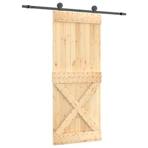 vidaXL Schiebet&uuml;r Nat&uuml;rlich und Schwarz 85 x 210 cm Massivkiefer