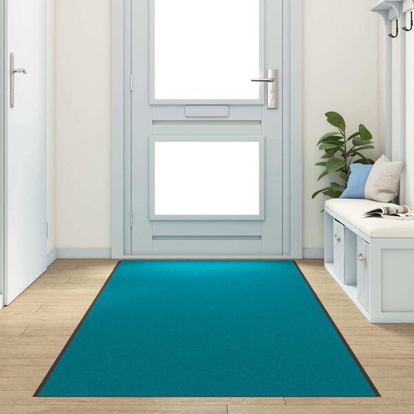 vidaXL Fu&szlig;matte Cyan und Schwarz 120 x 400 cm Polyamid und PVC