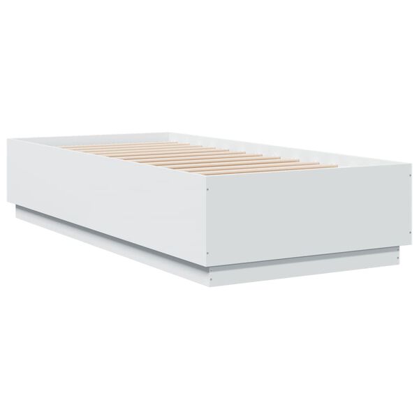 vidaXL Bettgestell mit LED Wei&szlig; 90x200 cm Holzwerkstoff