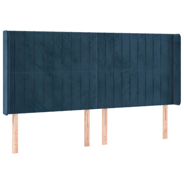 vidaXL Kopfteil mit Ohren Dunkelblau 203x16x118/128 cm Samt