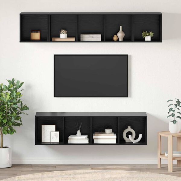 vidaXL TV-Schrankset 4 pcs Schwarz Eichen-Optik Holzwerkstoff
