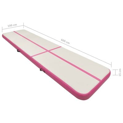 vidaXL Aufblasbare Gymnastikmatte mit Pumpe 600x100x15 cm PVC Rosa