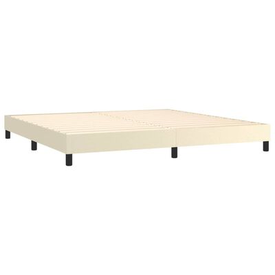 vidaXL Boxspringbett mit Matratze Creme 200x200 cm Kunstleder