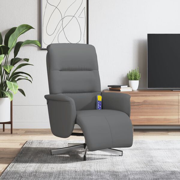 vidaXL Massagesessel mit Fu&szlig;teil Dunkelgrau Stoff