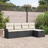 vidaXL Garten-Sofa-Set mit Kissen 5 pcs Schwarz und Creme Poly Rattan