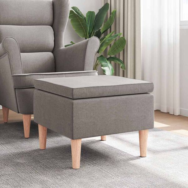 vidaXL Hocker mit Holzbeinen Taupe Stoff