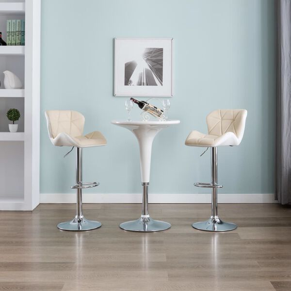 vidaXL Barhocker 2 Stk. Creme Kunstleder