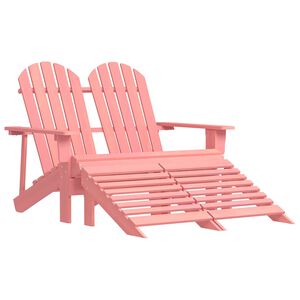 vidaXL Adirondack-Gartenbank 2-Sitzer mit Fu&szlig;teil Tannenholz Rosa
