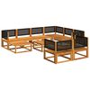 vidaXL 10-tlg. Gartensofa-Set mit Kissen Holz Akazie & Rattan