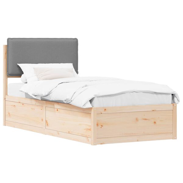 vidaXL Bettgestell mit gepolstertem Kopfteil Hellgrau 80 x 200 cm