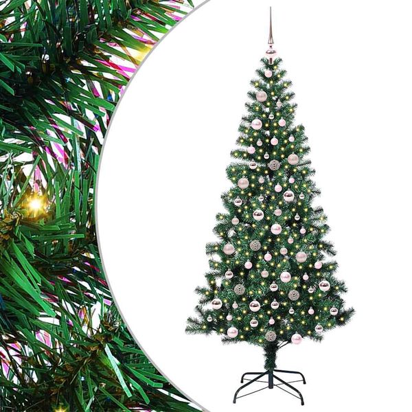 vidaXL K&uuml;nstlicher vorbeleuchteter Weihnachtsbaum Gr&uuml;n 210 cm