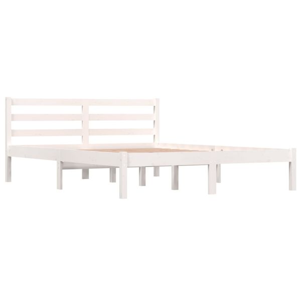 vidaXL Massivholzbett Kiefer 140x190 cm Wei&szlig;