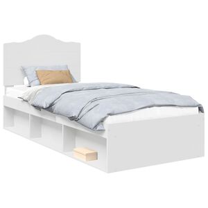 vidaXL Bettrahmen mit Kopfteil Wei&szlig; 90 x 200 cm Massives Kiefernholz