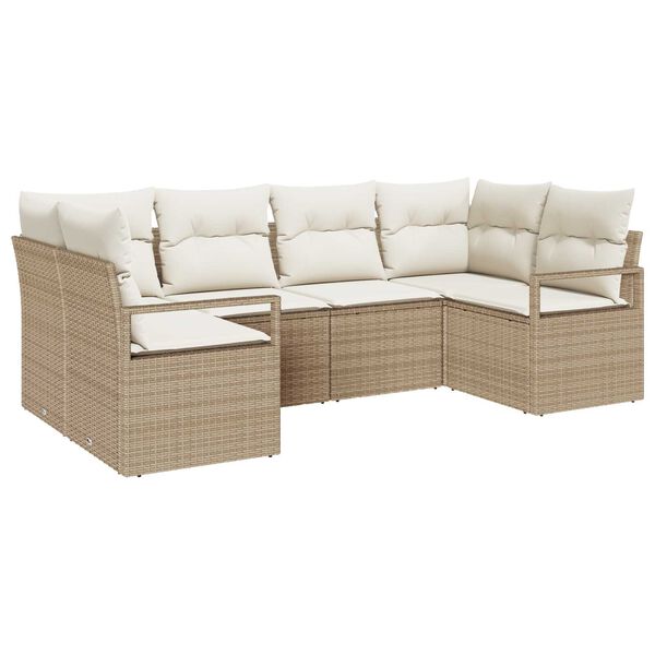 vidaXL Gartensofa-set mit Kissen 6 pcs Beige und Weiß Poly-Rattan