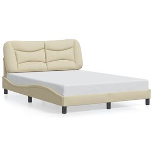 vidaXL Bettgestell ohne Matratze "Hvar" Creme 140x190 cm Stoff