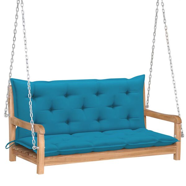 vidaXL Hollywoodschaukel mit Hellblauer Auflage 120 cm Massivholz Teak