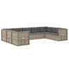 vidaXL 9-tlg. Garten-Lounge-Set mit Kissen Grau Poly Rattan