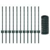 vidaXL Zaun mit Pfosten Gr&uuml;n 0,6 x 25 m Stahl und PVC