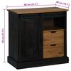 vidaXL Sideboard HALDEN mit Schiebetür Schwarz 80x40x80 cm Massivholz
