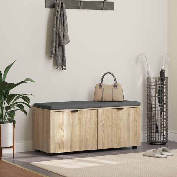 vidaXL Flurbank mit Kissen mit Speicher Sonoma-Eiche 100 x 38 x 46 cm