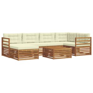 vidaXL Outdoor-Sofagarnitur 7 stk. Natur und Creme