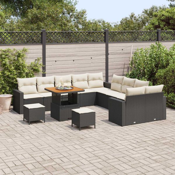 vidaXL Gartensofa-set 13 pcs Schwarz Poly-Rattan